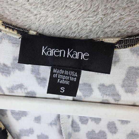 Karen Kane Dress Womens Small Animal Print Safari Cascade Wrap Cheetah 3/4 - Picture 2 of 12